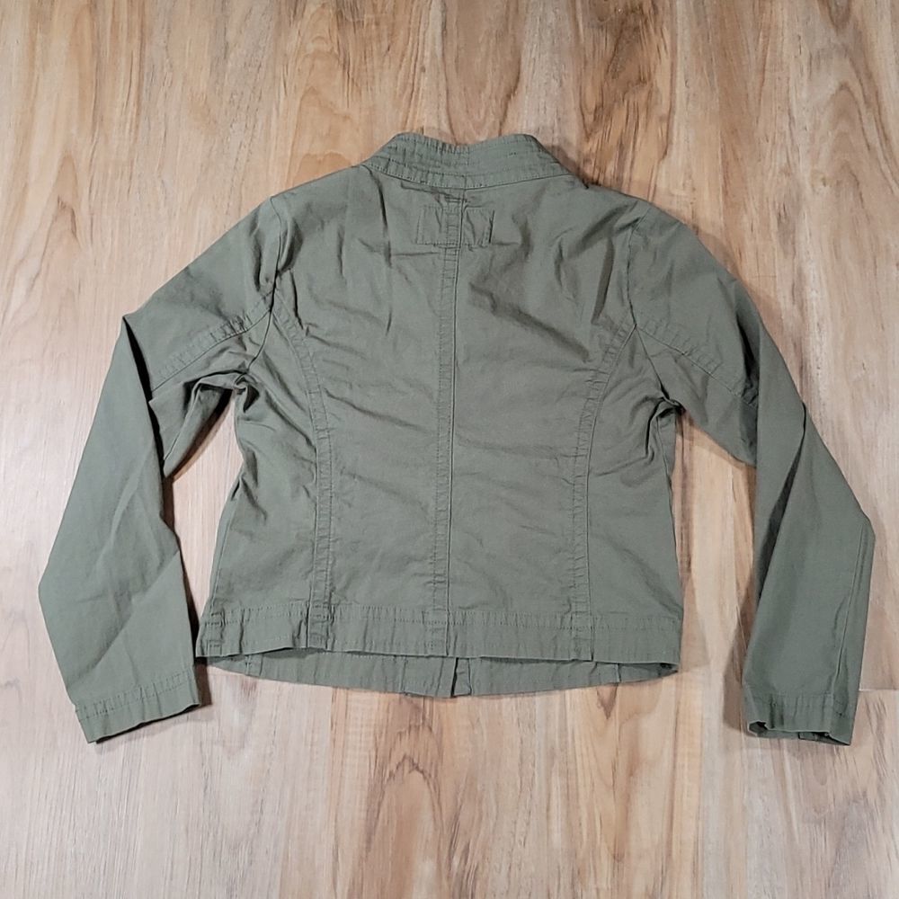Levi's Olive Buttoned High Neck Cropped Jacket Sm… - image 2